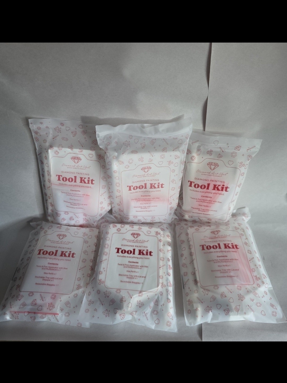 Diamond Painting Tool Kit - Pink & White Packaging (6 Pack)